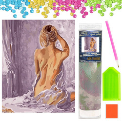 DIAMENTOWA MOZAIKA HAFT KOBIETA O PORANKU PRZEBUDZENIE FIOLET 30X40CM