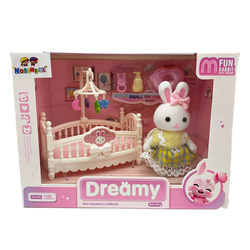 Króliczek Dreamy laleczka w dziecięcej sypialni z akcesoriami figurka królik
