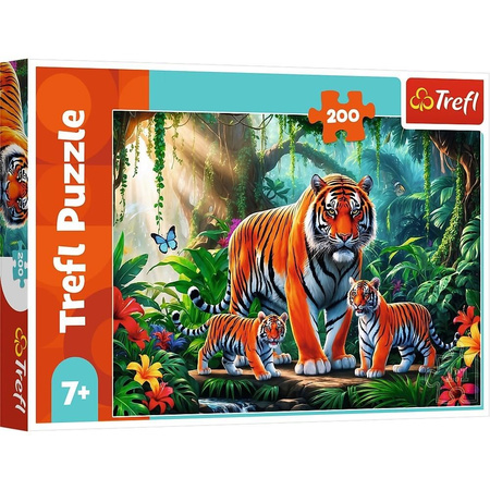 Puzzle 200 elementów Tygrysie zwyczaje 3 tygrysy w dżungli Trefl