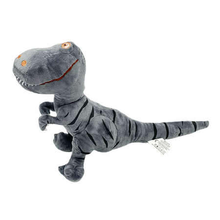 Pluszowy dinozaur T-rex w paski uśmiechnięty przytulanka dla dzieci 21 cm