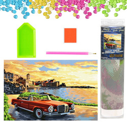DIAMENTOWA MOZAIKA HAFT DIAMENTOWY AUTO CABRIO STYL MALOWANY 30X40
