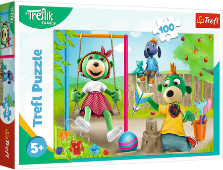 Puzzle 100 elementów zabawne Trefliki Rodzina Treflików Trefl