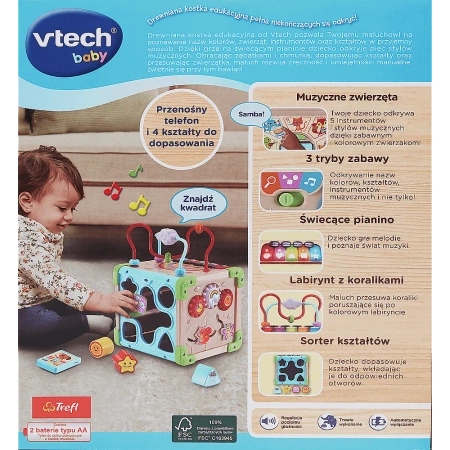 VTECH Drewniana Kostka Edukacyjna Sorter Nauka kolorów Labirynt