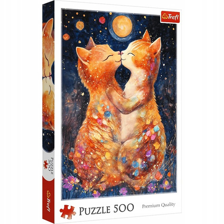 Puzzle Trefl 500 Pocałunek w świetle księżyca koty