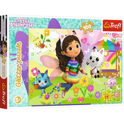 Puzzle 100 elementów Glitter układanka brokatowa Koci Domek Gabi