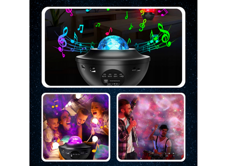 LAMPKA NOCNA PROJEKTOR RZUTNIK GWIAZD LASER GŁOŚNIK BLUETOOTH + PILOT