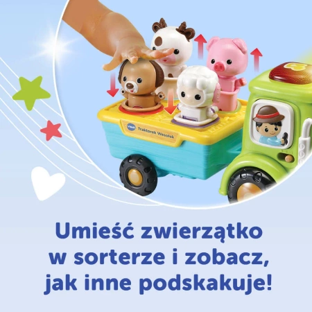 Traktorek wesołek zwierzęta nauka liczenia melodie zwroty kształty VTECH 