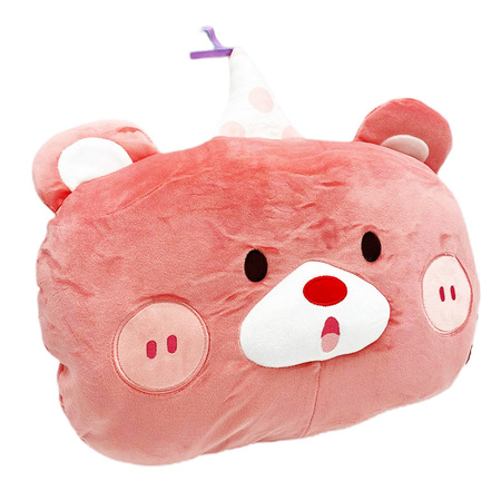 Pluszowa poduszka  maskotka URODZINOWY MIŚ z czapeczką przytulanka