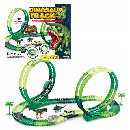 Tor samochodowy wyścigowy dinozaur dino park 148 elementów 354cm 