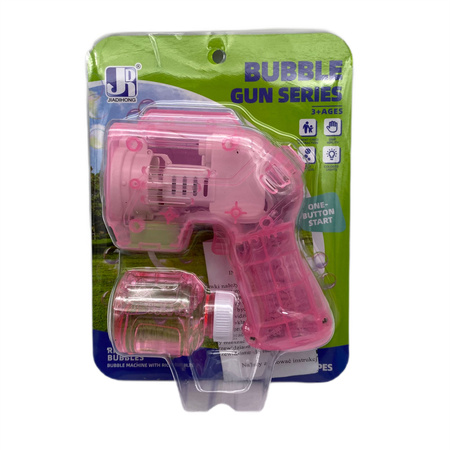 Pistolet na bańki transparentny ze światłem na baterie 