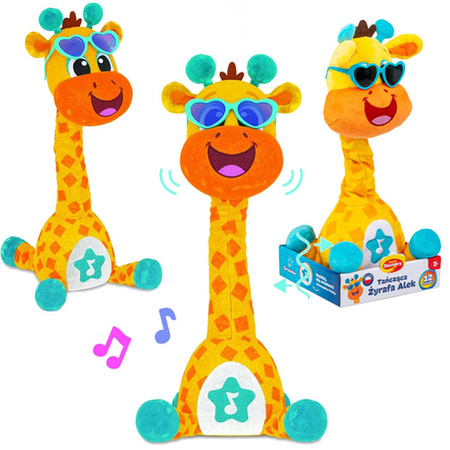 ŻÓŁTA TAŃCZĄCA ŻYRAFA ALEK ZABAWKA INTERAKTYWNA MÓWIĄCA Z DŹWIĘKIEM