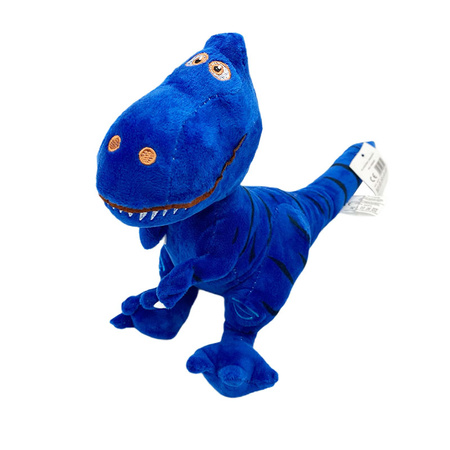 Pluszowy dinozaur T-rex w paski uśmiechnięty przytulanka dla dzieci 21 cm
