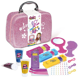 ZESTAW PIĘKNOŚCI DO WŁOSÓW W KUFERKU WALIZKA KREDA ŻEL BROKATOWY AKCESORIA