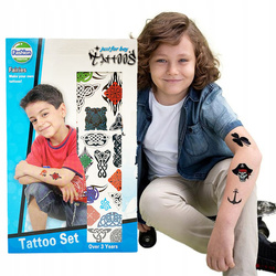 Sztuczne tatuaże dla dzieci chłopca 75 sztuk zmywalne niebieskie opakowanie