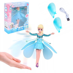 Lalka latająca Wróżka Zimowa niebieska świecąca