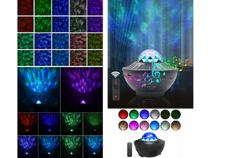 LAMPKA NOCNA PROJEKTOR RZUTNIK GWIAZD LASER GŁOŚNIK BLUETOOTH + PILOT