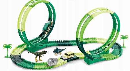 Tor samochodowy wyścigowy dinozaur dino park 148 elementów 354cm 