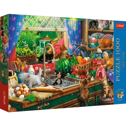Puzzle 1000 elementów Tea Time Kociaki rozrabiaki Trefl