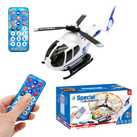 HELIKOPTER POLICYJNY PROJEKTOR NA PILOT Z OŚWIETLENIEM DŹWIĘKIEM DINOZAURY 