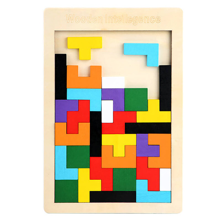 KLOCKI TETRIS UKŁADANKA DREWNIANA LOGICZNA TANGRAM MONTESSORI PUZZLE