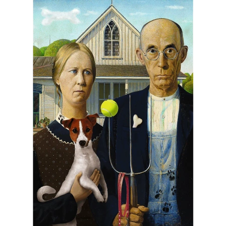 Puzzle 500 elementów American Gothic Psia Edycja Trefl