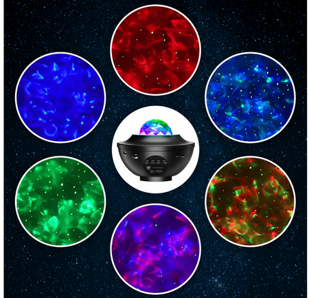 LAMPKA NOCNA PROJEKTOR RZUTNIK GWIAZD LASER GŁOŚNIK BLUETOOTH + PILOT