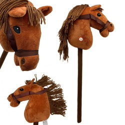 Interaktywna PLUSZOWA Głowa Konia na Kiju Dźwięk BRĄZOWA HOBBY HORSE