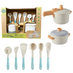 Zestaw przybory kuchenne szybkowar garnek talerze dla dzieci do zabawy