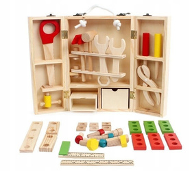 Zestaw narzędzi drewnianych w skrzynce Mały Majsterkowicz 39 elementów