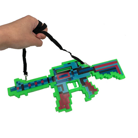 KARABIN BROŃ PISTOLET PIKSELE ŚWIATŁO DŹWIĘK LED ZABAWKA DLA DZIECI 39CM