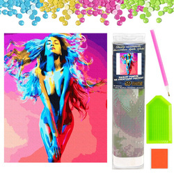 DIAMENTOWA MOZAIKA HAFT KOBIETA Z DŁUGIMI WŁOSAMI FANTAZJA KOLORY 30X40CM