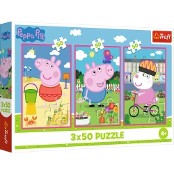 Puzzle 3x50 elementów Świnka Peppa siła przyjaźni