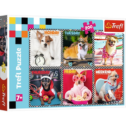 Puzzle 200 elementów wesołe psy dni tygodnia Trefl