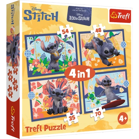 Puzzle 4w1 Lilo & Stitch Wakacje na Hawajach Trefl