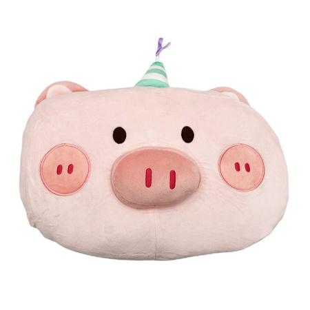 Pluszowa poduszka maskotka URODZINOWA ŚWINKA z czapeczką przytulanka