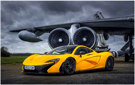 DIAMENTOWA MOZAIKA HAFT DIAMENTOWY ŻÓŁTE AUTO SPORTOWE MCLAREN P1 LOTNISKO
