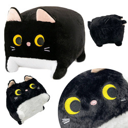 PLUSZOWY KOT KWADRATOWY CZARNY MASKOTKA PRZYTULANKA KOTEK 20CM