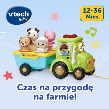 Traktorek wesołek zwierzęta nauka liczenia melodie zwroty kształty VTECH 