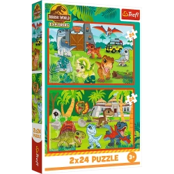 Puzzle 2x24 elementy Małe dinozaury Jurassic World
