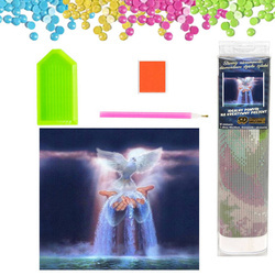 DIAMENTOWA MOZAIKA HAFT NIEBIAŃSKI GOŁĄB NAD WODĄ 30X40CM