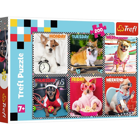 Puzzle 200 elementów wesołe psy dni tygodnia Trefl
