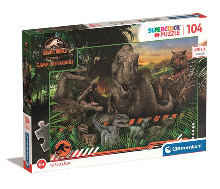 CLEMENTONI puzzle 104 elementy SUPER KOLOR JURASICC WORLD