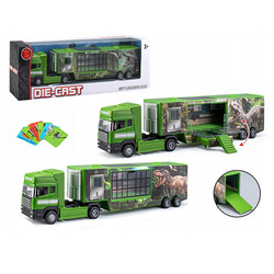 CIĘŻARÓWKA Z NACZEPĄ DO TRANSPORTU DINOZAURÓW Z RAMPĄ PARK JURAJSKI