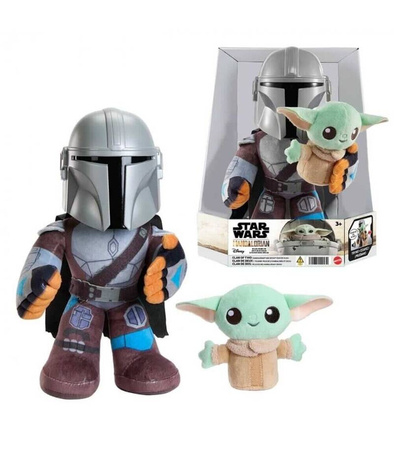 Mattel Pluszaki z funkcją Star Wars Klan dwóch Grogu i Mandalorianin