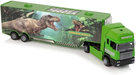 CIĘŻARÓWKA Z NACZEPĄ DO TRANSPORTU DINOZAURÓW Z RAMPĄ PARK JURAJSKI