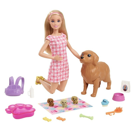 Barbie Narodziny piesków zestaw lalka HCK75