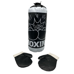 Zestaw bokserski 43 cm czarno-biały z rękawicami dla dzieci