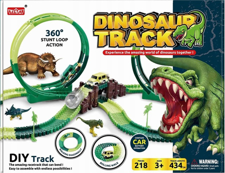 Tor samochodowy wyścigowy dinozaur dino park 434cm