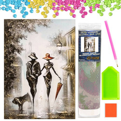 DIAMENTOWA MOZAIKA HAFT KOBIETA I MĘŻCZYZNA NA SPACERZE 30X40CM