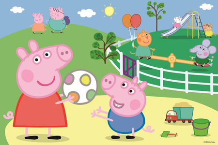 Puzzle 60 elementów zabawy w gronie przyjaciół Świnka Peppa Trefl